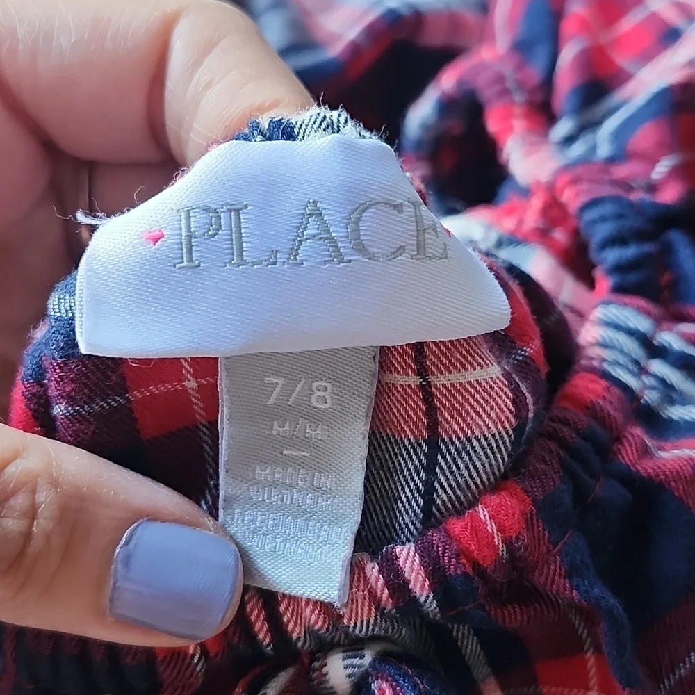 Girls Plaid Twill Tiered Dress - Ruby - Picture 4 of 4